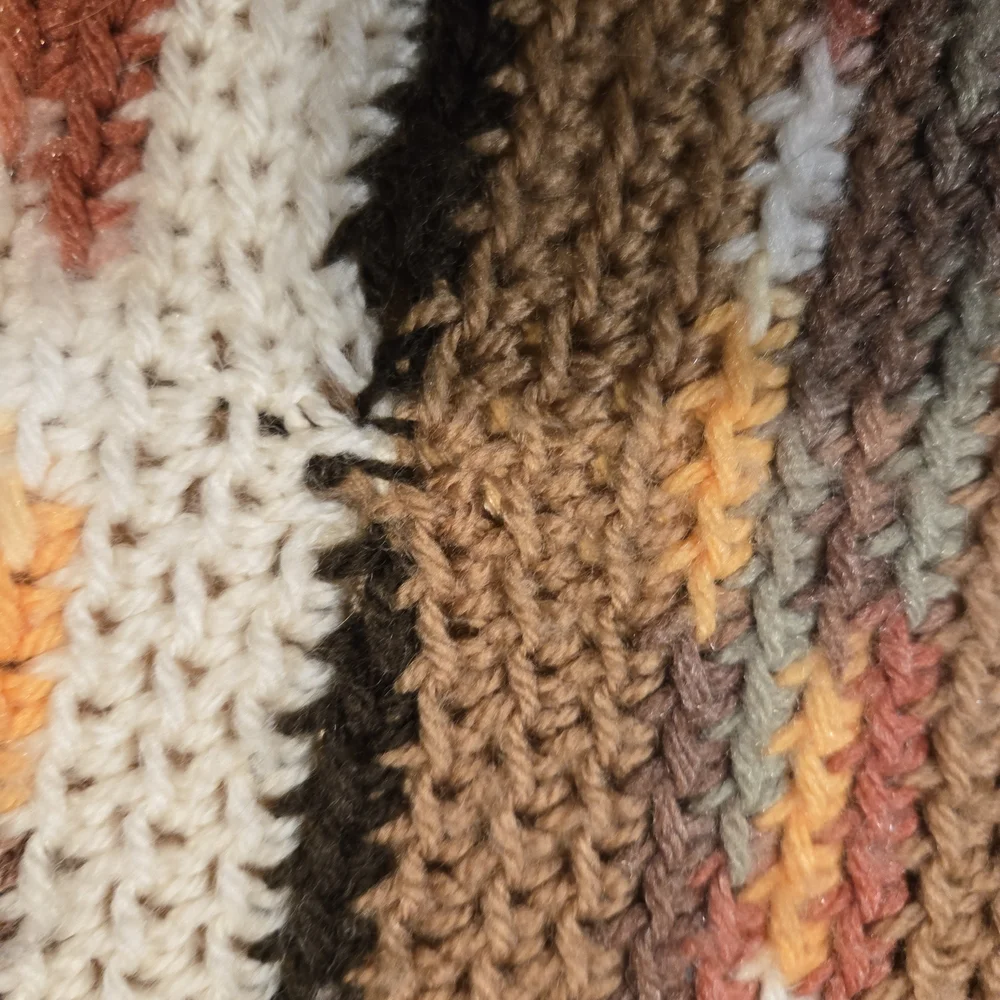 Multicolor Striped Knit/Crochet Throw‎ Soft